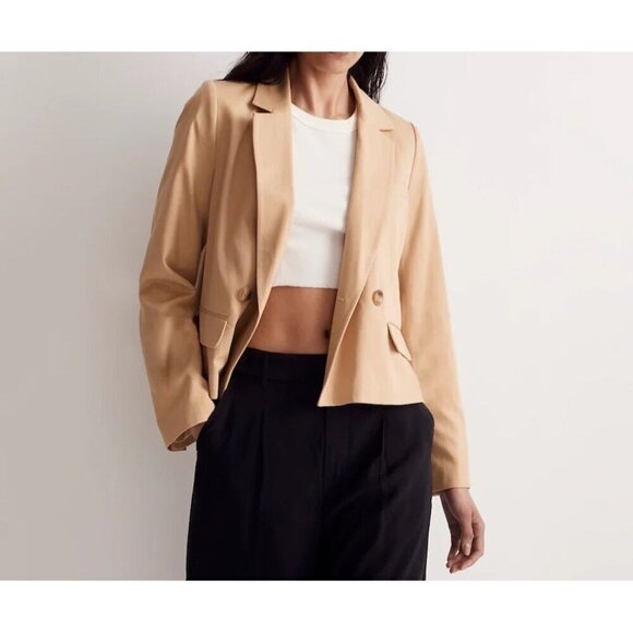 Madewell Jackets & Blazers - Madewell The Petite Caldwell Short Blazer in Drapeweave: in Desert Dune Size M